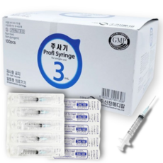 신창메디칼 멸균 일회용주사기 3cc 23g 100개입 의료용 바늘 개별포장, 1박스