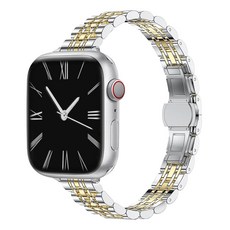 티엑스엘엑스 애플워치 호환 슬림 쥬빌레 메탈 스트랩, 42(워치3)/44/45/46/49mm, 골드, 1개