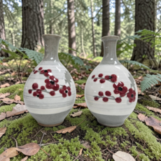 꽃병 2개1세트 한국 수제 국산 백자 설중매 도자기 미니꽃병 도자기꽃병 인테리어화병, 백자설중매