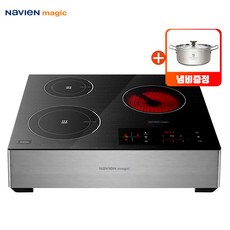 [무료설치/사은품] 나비엔매직 3구 하이브리드(인덕션2+하이라이트1) 독일 E.G.O발열체 SCHOOT글라스, 빌트인형, ERH-360DN