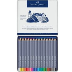 輝柏 Faber-Castell 114624 創意工坊24色水性色鉛筆，色彩鮮明、筆觸柔滑，輕鬆繪製水彩效果, 1個