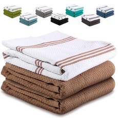 줄레이 키친 Zulay Kitchen 100% 면 접시 타월 - 3팩 38.1 x 63.5cm(15 25인치) 흡수력이 뛰어난 타월 부드럽고 내구성이 티 베이킹 세탁 청, 브라운