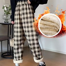 리브썸 기모 안감 체크무늬 파자마 바지