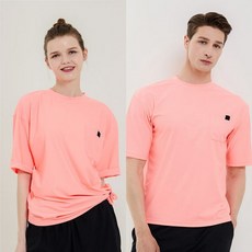 베이직엘르 BASIC ELLE 남녀공용 루즈핏 반팔 래쉬가드 코랄 BEM-X916C