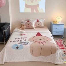 可愛女孩冰皮夏被牀蓋四件套兒童夏季空調被子涼感被套冰絲滑裸睡, 冰皮三小隻(夏被)MC