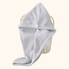 日式無印簡約浴帽良品洗漱純色洗澡浴帽長髮高克重珊瑚絨幹發帽支, 1個, 灰色:72X25cm