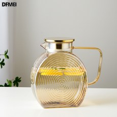 DFMEI 家用日常涼水壺套裝玻璃水壺耐高溫涼水杯茶壺冰水大容量冷水壺, 1個, 香檳蝸牛壺2000ml珍珠棉:如圖, 1L