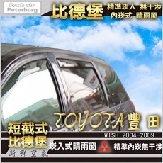 比德堡崁入式晴雨窗 豐田TOYOTA WISH 2004-2009年 內崁式 短截式, 1套, 前窗兩片, 黑