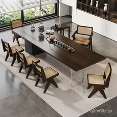 新中式實木茶桌功夫泡茶臺禪意茶室亞剋力茶幾大闆懸浮茶桌椅組閤 LKRO----*, 1個