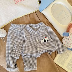 스윗하우스리 어린이 키즈 유아 아동 여아 남아 초등학생 체크 파자마 잠옷 상하세트 내복 실내복 홈웨어