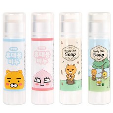 카카오프렌즈 휴대용 스틱 비누 세트, 4개입, 14g