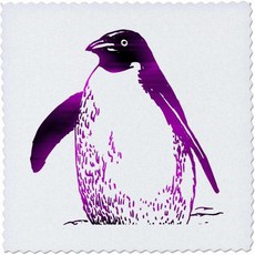 10x10 인치 퀼트 스퀘어 - 퍼플 펭귄 새 동물 예술 PS 창작물, 10x10 inch quilt square