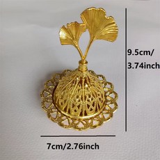 레트로 구리 미니 속이 빈 향꽂이 홀더 골든 아랍 버너 캐쳐 홈 데코 샌달우드 향로, Ginkgo biloba le es, 1개, Ginkgo biloba le es