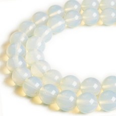 100피스 6mm 블루 화이트 옥 비즈 천연 원석 비즈 공예 및 주얼리 제작용 원형 루즈 비즈, 오팔