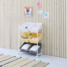 아이템톡 TOY 이동식 오픈 바스켓 정리함, 화이트 + 옐로우 + 그레이, 6p