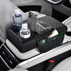 SEAMETAL 자동차 컵홀더 팔걸이 콘솔 쿠션, 1개, 블랙
