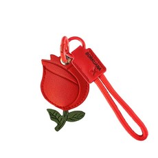 BORKUANA 에어태그와 호환되는 가죽 키체인 홀더 케이스 키링과 랜야드가 있는 귀여운 보호 커버 지갑 열쇠 가방 반려동물용 긁힘 방지 파인더 GPS 트래커 케이스(블, 레드 로즈