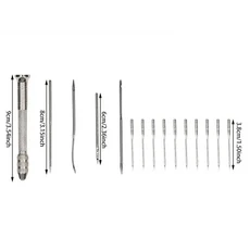 가죽 재봉 송곳 키트 구리 핸들 신발 수리 도구 나일론 코드 스레드 펀치 스티칭 바늘 DIY 공예, 02 Rod -4pins -10fine
