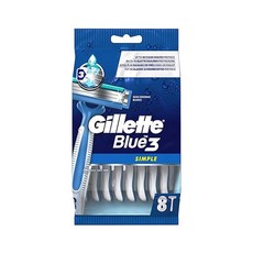 질레트 블루3 심플 3중날 일회용 면도기 여행용, 1세트, 8개입