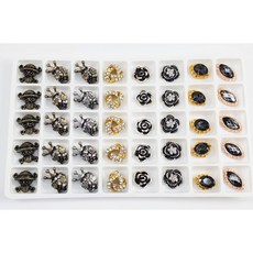 美甲合金鑽飾套組 珍珠寶石水晶大鑽混合 立體異形鑽 穿戴甲造型設計 堆鑽飾品盒裝, 1個, 骷髏款01【格子12*12mm】40顆