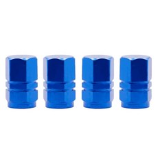 자동차 타이어 밸브 스템 캡 심플 스타일 알루미늄 휠 에어 범용 액세서리 4, Blue x4