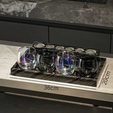 대리석 칫솔꽂이 욕실 북유럽 스테인리스 스탠딩 심플 호텔 세면, D모델6홀+ 36x20cm 트레이 + 컵4개