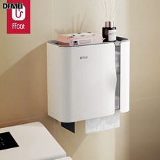 DFMEI 衛生間紙巾盒廁所防水壁掛式放廁紙收納抽紙免打孔衛生紙盒置物架, 1個, 58853霜月白色:如圖