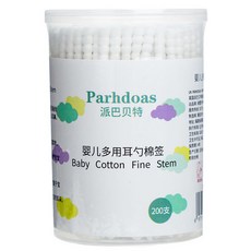 台灣24H速發 C4 寶寶挖耳棉花棒200支 新生兒一次性清潔棉花棒 耳勺 螺旋頭棉花棒 兒童掏耳朵, 1個, 雙頭棉花棒, 200