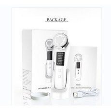 적색 및 청색광 피부 재생 에센스 주입기 탄력 강화 ENS 페이셜 마사지기 얼굴 클렌징 및 슬리밍 뷰티 디바이스, 화이트, 5버전