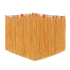 열대 잔디 테이블 치마 하와이 테마 테이블 스커트 해변 파티 생일을위한 해변 파티 장식, 노란색, 300X60