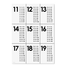 심플깔끔 구구단 19단 포스터 곱셈표 벽보 블랙 화이트 A2