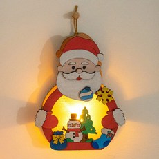 민화샵 크리스마스 MDF 무드등만들기, 산타, 1개, 나무 무드등 도안, 마끈, 반짝이 필름지, 양면 테이프, 설명지+점멸등