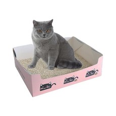 S.fields.inc 고양이 화장실 일회용 5장 세트 종이 골판지 방수 방재 대피 여행 고양이 모바일 접는 핑크