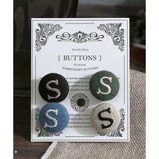 퀼트스타 [니들홀릭] 자수 이니셜 싸개단추 18mm 4종세트_S, 1개, 혼합