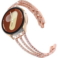 삼성 갤럭시 워치 7 밴드에 호환되는 Surace 7/FE/6/5/4 40mm 44mm 여성 팔찌 6 클래식 43mm 47mm 액티브 2 밴드 로즈 골드 링크와 블랙 가죽, Rose Gold