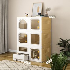 貓籠子 貓櫃 大貓籠 貓咪別墅 貓砂盆廁所一體 貓窩 小戶型 貓咪室內寵物籠, 1個, 三層72*47*107cm小別墅