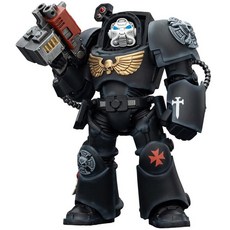 JOYTOY 워해머 40K 1/18 액션 피규어 화이트 흉터 터미네이터 3 파워 피스트 및 어썰트 캐논 14cm(5.6인치) 수집용 모델 생일 선물 워해머 시리즈 모델, Black Templars Terminator 2