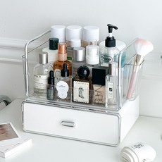 루시아이 모던 스퀘어 화장품 정리함 2단, 화이트, 1개