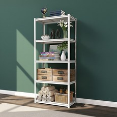 체인지업 5단 철제선반 주방 수납장 전자레인지 선반 베란다선반 조립식 다용도 정리 수납 진열, 백색