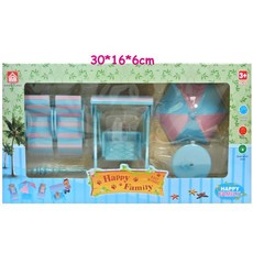 寶貝玩具屋 浪漫海灘陽光沙灘躺椅組 快樂家族配件包 (森林家族同款) 小屋, 1個