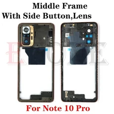 호환 Redmi Note 10 10S 11 11S Pro 4G 5G Max 중간 프레임 케이스 베젤 커버(사이드 버튼 카메라 렌즈, 14 Note 10 Pro Blue