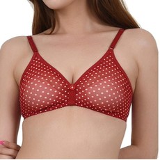 고탄력 도트 망사 노와이어 풀컵 홑겹 브라