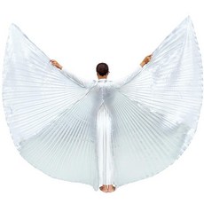 Wuchieal 여성용 스틱 2개 & 엔젤 슬릿 백 코크 밸리 댄스 코스튬 오픈 온 더 앵글 이시스 윙스 (다크 핑크)