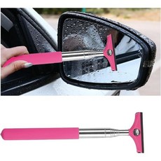 자동차 측면 미러 스퀴지 신축식 차량 후방 와이퍼 미끄럼 방지 손잡이 휴대용 세척기 범용 호환 핑크자동차 로고, Pink//Car Logo