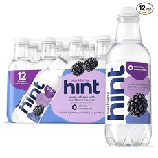 Hint Water Blackberry 힌트 워터 블랙베리향 무설탕 0칼로리 무감미료 무보존제 무인공향료, 474ml, 12개