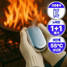 필모어 양면발열 손난로 초고속 충전식 보조배터리, 실버+핑크