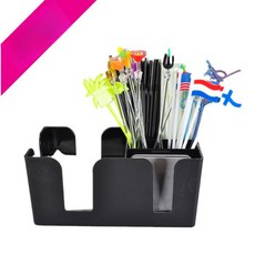 투명 빨대 디스펜서 보관함 정리 용기 탕비실 방진 카페, 1개, 블랙