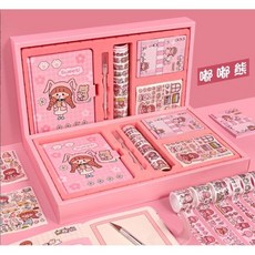 手帳本套組，可愛插畫設計，附贈手帳貼紙與膠帶, 1個