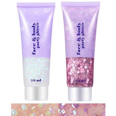 Go Ho 핑크 앤 화이트 바디 글리터 세트 싱어 콘서트 페이스 글리터 젤 메이크업 홀로그램 롱 래스팅 청키 스팽글 글리터 아이 립 헤어 네일용 페스티벌 레이브 액세서리, Go Ho 핑크 앤 화이트 바디 글리터 세트, 싱어 콘