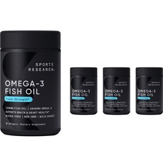 스포츠리서치 오메가-3 피쉬 오일 트리플 스트렝스 1040mg 소프트젤, 30정, 4개